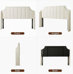 Lucky Monet Luxurious Headboard Only Queen Size with Wingback, Velvet Upholstered Tufted Headboard with Nailhead Decor for Bed, Adjustable Height Curved Head Board Vertical Channel Design (Cream)