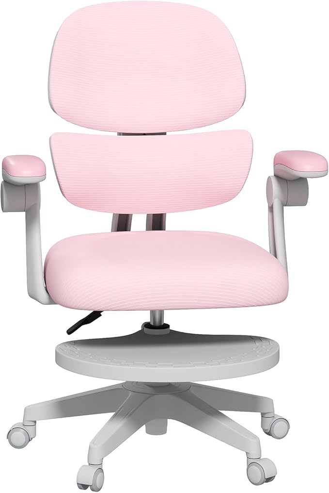 JOYLDIAS Kids Vanity with Lights, Pink Girls Makeup Vanity with 2 Drawer, Storage Cabinet & Shelves, 2 in 1 Toddler Vanity Table and Chair Set, Dressing Table for Kids 3+