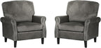 Accent Chairs for Living Room, Set of 2 Mid-Century Modern Upholstered Armchairs, Comfy Velvet Chair w/Wood Legs & Nailhead Trim, Wingback Chair for Bedroom, Grey
