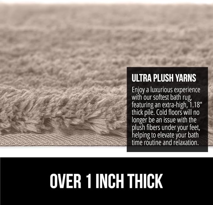 GORILLA GRIP Bathroom Rugs, 30x20, Ultra Soft Absorbent Mat, Thick Plush Bath Rug, Machine Washable, Microfiber Quick Dry, Mats for Shower, Bathtub and Floor, Home Decor Accessories, Beige