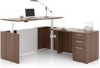 Adjustable Height Executive Standing Desk | Dual Motor Electric Sit-Stand Workstation with 4 Memory Handsetctric Sit-Stand Desk with Lockable Storage (1, L-Shape)
