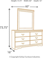 Signature Design by Ashley Huey Vineyard Traditional 6-Drawer Dresser and Mirror with Safety Stop, Black