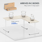 FLEXISPOT L Shaped Standing Desk, 63 x 55 Inch Electric Height Adjustable Corner Desk, Sit Stand Computer Workstation, Preset Controller, Home Office, White Frame with Maple Top, White Drawer
