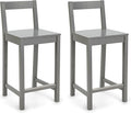 Amazon Basics Wooden Bar Stool with Backrest 24", Grey, Set of 2