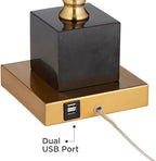Possini Euro Design Wayne Modern Table Lamps 29 1/4" Tall Set of 2 with USB Charging Port Brass Gold Black Tapered Drum Shade for Bedroom Living Room Nightstand Bedside Night Stand Office Kids Room