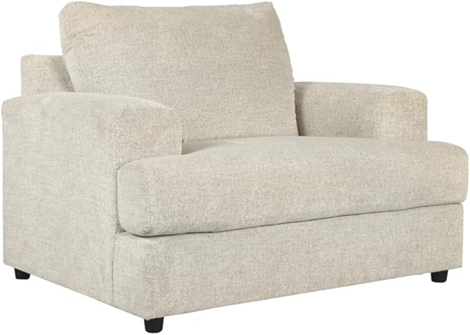 Signature Design by Ashley Soletren Contemporary Chenille Chair and a Half, Off-White