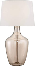 Possini Euro Design Ania Modern Table Lamp with USB Charging Port 31" Tall Clear Champagne Glass Off-White Tapered Drum Shade for Living Room Bedroom House Bedside Nightstand Office Entryway