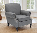 Accent Chair,22.4" Seat Depth Armchair with Roll Arms,36.6W*34.3D*34.6H Living Room Chair,Wood Legs,Set of 1,Faux Leather in Gray