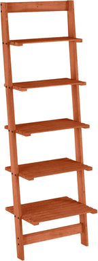 5-Tier Ladder Shelf - 50-Inch Narrow Leaning Bookshelf - Wooden Bookcase for Living Room, Bathroom, Kitchen, Office, or Bedroom Furniture by Lavish Home (Cherry)