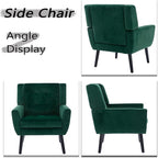 Dolonm Midcentury Modern Velvet Accent Chair with Arms, Upholstered Reading Side Chair Tufted Back Decorative Wingback Chair for Living Room Bedroom (Retro Green)