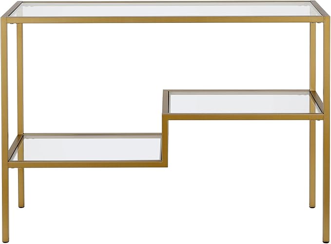 Henn&Hart 42" Wide Rectangular Console Table in Brass, Entryway Table, Accent Table for Living Room, Hallway