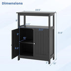 COSTWAY Bathroom Floor Storage Cabinet, Modern Wooden Freestanding Storage Organizer with 2 Doors, 3-Level Adjustable Shelf, for Entryway, Living Room, Kitchen (Black)