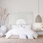 Queen Wood Headboard Rustic | Carved Full Head Board Only | Wooden Wall Art Full Size Bed | Wall Mount Decor King or Queen | Bed Headboard Panels