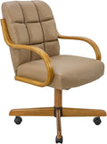 Chromcraft Douglas Set of 1 Classic Caster Swivel Tilt Dining Chairs Swivel Tilt Dining Chairs, Kitchen Chairs (Taupe-Chestnut)