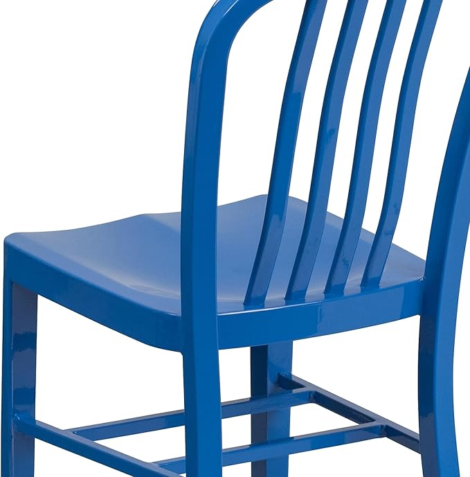 Flash Furniture Commercial Grade Blue Metal Indoor-Outdoor Chair