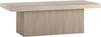 Henn&Hart 48" Fluted Low-Profile Coffee Table with Solid Base for Living Room, Family Room, or Office, Alder White