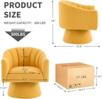 Swivel Accent Chair Set of 2, Upholstered Teddy 360° Swivel Barrel Chair for Living Room Overstuffed Bouncle Reading Chair Round Armchair for Bedroom,Vanity,Office-Mustard