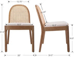 Upholstered Wooden Dining Chairs Set of 2, Farmhouse Kitchen & Dining Room Chairs with Cane Back, Accent Dining Table Chairs Beige Linen Seat for Kitchen/Restaurant/Living Room, Beige