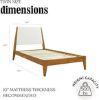 DG Casa Vandermark Solid Wood Easy Install Twin Bed Frame with Unique Headboard and Wooden Slat Support Included No Box Spring Required - Beige Walnut