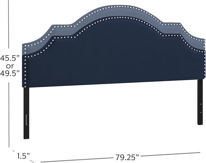 Hillsdale Cynthia Upholstered King Adjustable Headboard, Navy