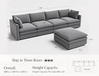 Sectional Couches for Living Room L Shaped Cloud Couch with Ottoman Deep Plush 5 Seats Sofa Modern Sofa for Apartment