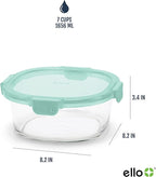 Ello Color Lock 7 Cup 4PC, 2 Pack Glass Meal Prep Sets Leak-Proof Glass Food Storage Containers with Airtight BPA-Free Plastic Lids, Dishwasher, Microwave, and Freezer Safe, Purple Rain