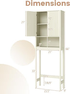 Tangkula Over The Toilet Storage Cabinet, Bathroom Space Saver with Fluted Doors Adjustable Shelf & Bottom Bar, Freestanding Above Toilet Storage Cabinet Organizer for Laundry, Restroom (Cream White)