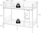 Bunk Bed,Twin Over Twin Bunk Beds for Kids Teens Adults,Heavy Duty Metal Slats Bed Frame with Ladders and Guardrail,400 lbs Capacity,No Spring Box Required,White