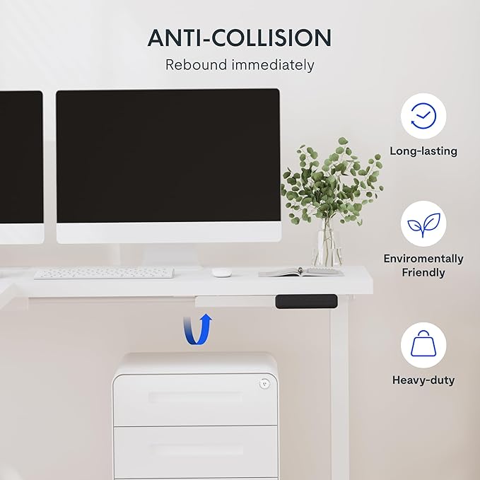 FLEXISPOT L Shaped Standing Desk, 63 x 47 Inch Electric Height Adjustable Corner Desk, Sit Stand Computer Workstation, Preset Controller, Home Office, White Frame with White Top, White Drawer