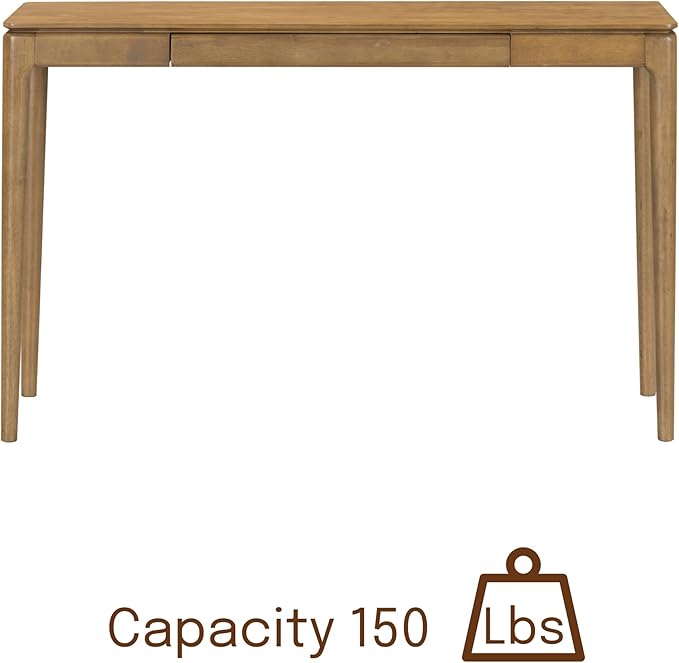 NTC Mingle 47-Inch Console Table, Modern Solid Wood Entryway Table with Hidden Drawer, Waterproof & Heat Resistant, Narrow Table for Hallway, Living Room & Foyer, Teak Look