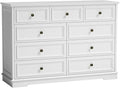 9 Drawer Dressers for Bedroom, 51" Wide Wood Chest of Drawers, Farmhouse Bedroom Dressers with Drawers, Modern Dresser TV Stand, Retro Design, for Living Room, Dressing Room, Hallway, White