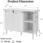Panana Kitchen Buffet Cabinet Storage Sideboard with 2 Doors 2 Shelves, 41.8" L x 15" W x 32.5" H (White)