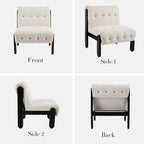 HEAH-YO Living Room Accent Chairs Set of 2,Modern Armless Chair for Bedroom with Button Tufted Back and Wood Legs,Upholstered Comfy Reading Chair for Makeup Vanity Office Cafe,Linen Beige