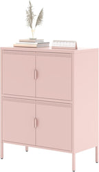 4 Door Metal Storage Locker,2-Tier Office Cabinet,Pink Metal Locker Storage Cabinet for Industrial,Home,School,Gym,31.5 x 15.8 x 40 Inches,Pink