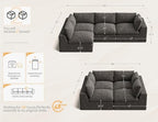 120" Cloud Sectional Couch | Oversize Boneless Couches for Living Room | 4 Seater Modern L-Shape Sofa | Grey