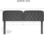 Tufted Upholstered Headboard Queen Size, Button Adjustable Height Queen Head Board Only, Sturdy and Durable Solid Wood with Nailhead Trim Headboards, Ideal for Bedroom, Dorm, Guest Room,Gray
