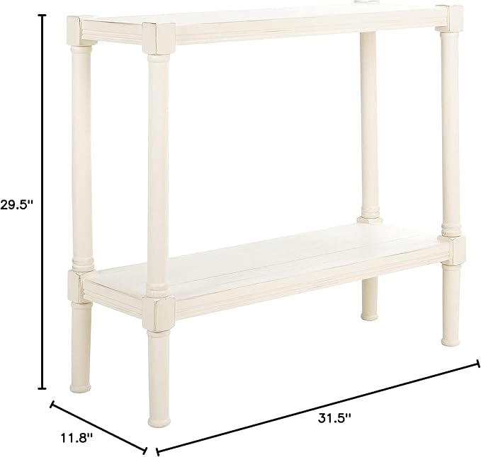 SAFAVIEH Home Collection Rafiki Distressed White Lower Shelf Console Table CNS5714A