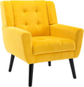 Dolonm Midcentury Modern Accent Chair with Arms, Upholstered Fabric Reading Side Chair Tufted Back Decorative Wingback Chair for Living Room Bedroom (Yellow)