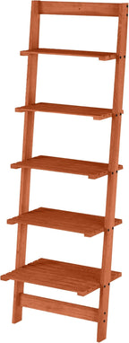 5-Tier Ladder Shelf - 50-Inch Narrow Leaning Bookshelf - Wooden Bookcase for Living Room, Bathroom, Kitchen, Office, or Bedroom Furniture by Lavish Home (Cherry)