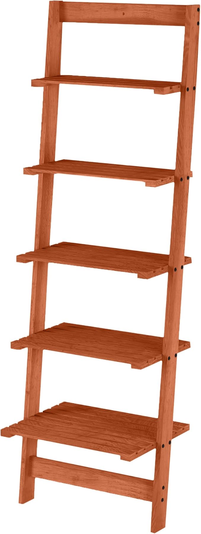 5-Tier Ladder Shelf - 50-Inch Narrow Leaning Bookshelf - Wooden Bookcase for Living Room, Bathroom, Kitchen, Office, or Bedroom Furniture by Lavish Home (Cherry)