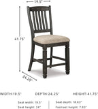 Signature Design by Ashley Tyler Creek Farmhouse 24.38" Counter Height Upholstered Barstool, Set of 2, Almost Black