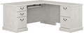 Bush Furniture Saratoga L Shaped Computer Desk with Drawers and Storage in Linen White Oak | Large Corner Office Table for Workspace