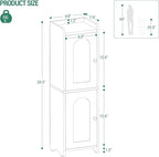 Bathroom Storage Cabinet, Corner Floor Cabinet with 2 Doors and Adjustable Shelf, Narrow Toilet Paper Cabinets, Bathroom Organizer for Small Spaces, 7.9" D x 9.8" W x 29.5" H Black