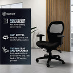 Seating Sola LT Ergonomic Office Chair | Comfortable Mid Back Computer Chair | Back Support Office Chair | Ultra-Soft | Ergonomic Lumbar Support Chair | (Sapphire Blue)