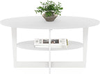Furinno Jaya Oval Coffee Table, 35.43 (W) x 16.49 (H) x 19.69 (D) inches, White
