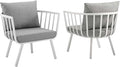 Modway Riverside Outdoor Furniture, Two Armchairs, White Gray