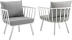 Modway Riverside Outdoor Furniture, Two Armchairs, White Gray