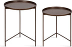 Kate and Laurel Ulani Modern Nesting Side Table; Set of 2; Bronze; Sophisticated Glam End Tables for Storage and Display
