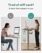 CubiCubi Height Adjustable Electric Standing Desk, 55 x 28 Inches Sit Stand up Desk, Large Memory Computer Home Office Desk with Two-Piece Desktop (Maple)