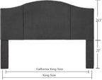 24KF Middle Century Upholstered Foldable California King Size Headboard,Comfortable Boucle Teddy Fabric Headboard King/CA King, 6033-K-Dark Gray